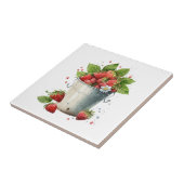 Frischgepflückte Erdbeeren in einem Eimer Fliese (Seite)