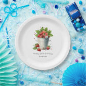 Frischgepflückte Erdbeeren in einem Eimer Geburtst Pappteller (Party)