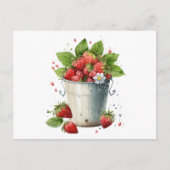 Frischgepflückte Erdbeeren in einem Eimer Postkarte (Vorderseite)