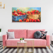 Frischgepflückte Erdbeeren Leinwanddruck (Insitu (Wohnzimmer))