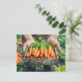 Frischkarotten in Holzkiste Feiertagspostkarte (Stehend Vorderseite)