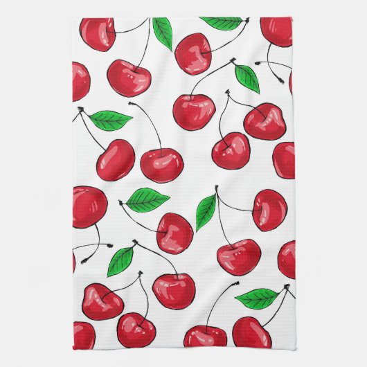 Frischkirschmuster Geschirrtuch (Vertikal)