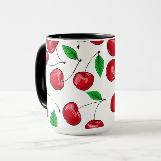 Frischkirschmuster Tasse (Vorderseite Links)