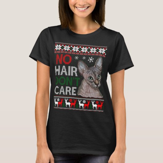 Frischlose Katze Ugly Christmas Sweater Sphynx Cat T-Shirt (Vorderseite)