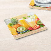 Frischsaftfrüchte Rechteckiger Pappuntersetzer (angewinkelt)