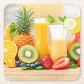 Frischsaftfrüchte Rechteckiger Pappuntersetzer (Vorderseite)