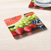 Frischsaftfrüchte Rechteckiger Pappuntersetzer (angewinkelt)