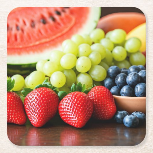 Frischsaftfrüchte Rechteckiger Pappuntersetzer (Vorderseite)