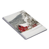 Frischschnee auf roter Scheune Notizblock (Rechte Seite)