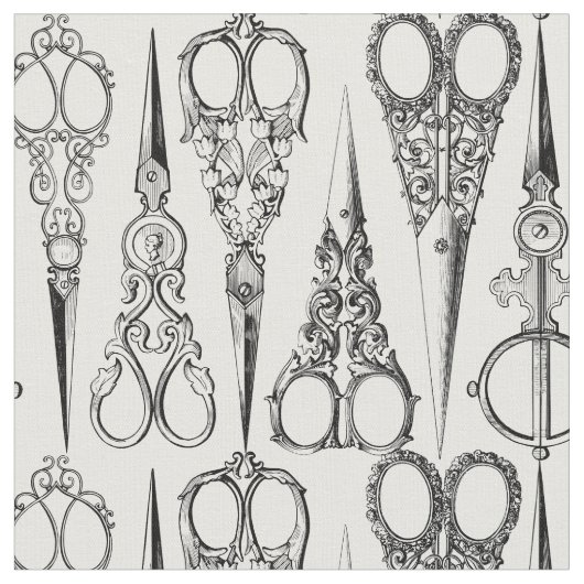 Frischtuch Vintage Schere. Schwarz-weiß Stoff (Nahaufnahme)