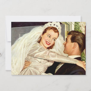 Frischvermählte bei einer Vintage-Hochzeit, glückl Ankündigung