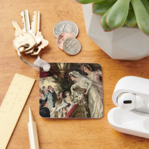 Frischvermählte im Vintage-Stil, viktorianische Br Schlüsselanhänger