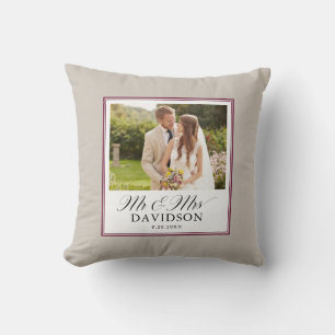 Frischvermählte Mr und Mrs Elegant Schrift Foto  Kissen