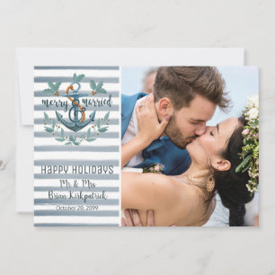 Frischvermählte Nautilche Hochzeit FROH UND VERHEI Feiertagskarte