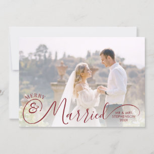 Frischvermählten-Foto Glücklich und Verheiratet Ih Feiertagskarte