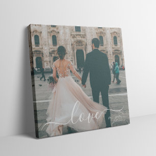Frischvermähltes Paar Benutzerdefiniertes Hochzeit Leinwanddruck