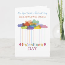 Frischvermähltes Paar Valentinstag Regenbogen Wolk