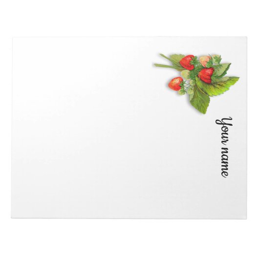 Frischwachsende Erdbeeren Notizblock (Vorderseite)