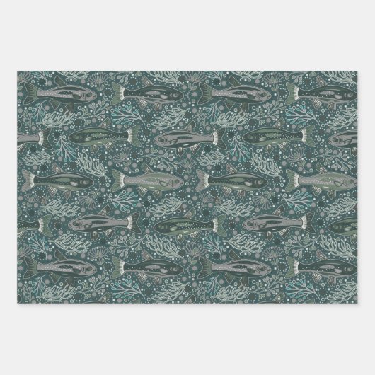 Frischwasser Fisch Stilvolle Design Trout Fischen  Geschenkpapier Set (Vorderseite 3)
