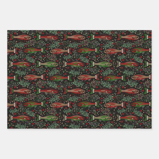 Frischwasser Fisch Stilvolle Design Trout Fischen Geschenkpapier Set (Vorderseite 2)