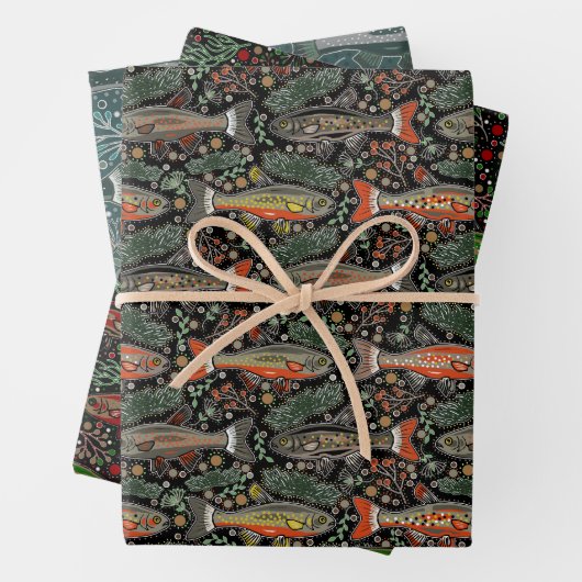 Frischwasser Fisch Stilvolle Design Trout Fischen Geschenkpapier Set (Beispiel)
