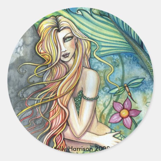 Frischwasser-Mermaid-Sticker von Molly Harrison Runder Aufkleber (Vorderseite)