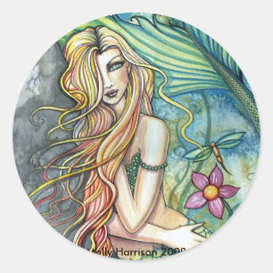 Frischwasser-Mermaid-Sticker von Molly Harrison Runder Aufkleber