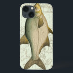 Frischwasserfische auf Karte Case-Mate iPhone Hülle<br><div class="desc">Dieser Kunstdruck veranschaulicht eine ausführliche Malerei eines Frischwasserfisches. Der Hintergrund ist eine Vintage Karte in der hellen Wasserfarbe. Dieser Entwurf würde tadellos jedes mögliches Produkt Ihrer Fischensammlung passen.</div>