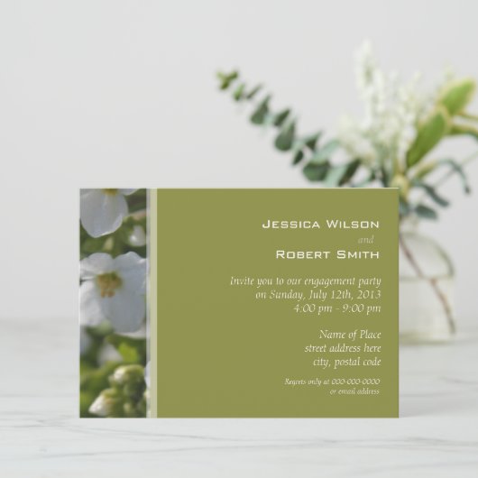 Frischweißgarten Blume-Party Einladung (Stehend Vorderseite)