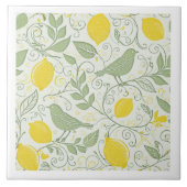 FrischZitronen, Blätter und Vögel-ID1052 Fliese (Vorderseite)