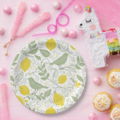 FrischZitronen, Blätter und Vögel-ID1052 Pappteller (Party)