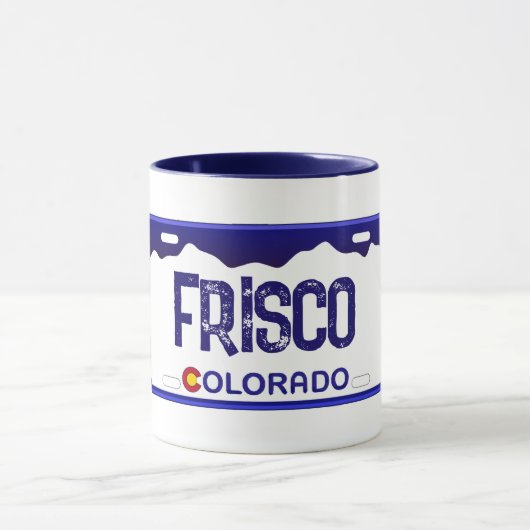 Frisco Colorado Blauer Nummernschild Tasse (Zentrum)