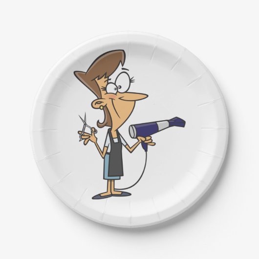 Friseur am Arbeitsplatz Pappteller (Vorderseite)