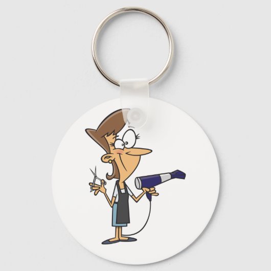 Friseur am Arbeitsplatz Schlüsselanhänger (Vorderseite)