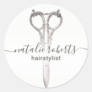 Friseur Antique Schere Vintage Salon Runder Aufkleber