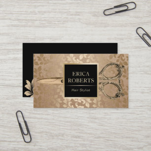 Friseur Antique Schere Vintage Schwarz & Gold Visitenkarte
