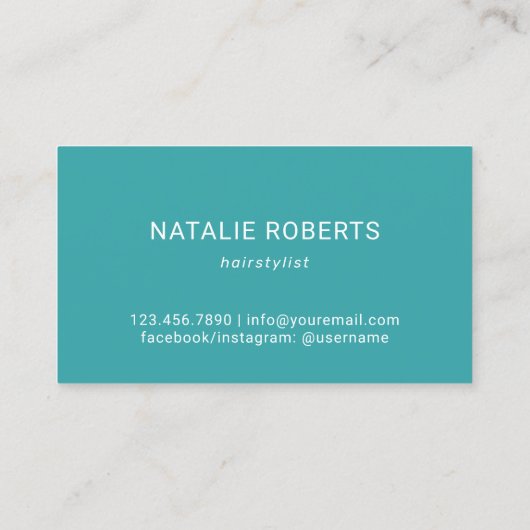 Friseur Aquamarin Feather Gold Schere Blush Salon Visitenkarte (Rückseite)