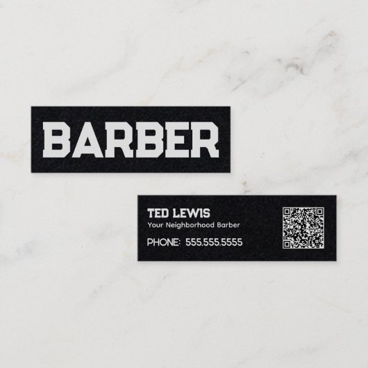 Friseur Barber QR Mini Visitenkarte (Vorne/Hinten)