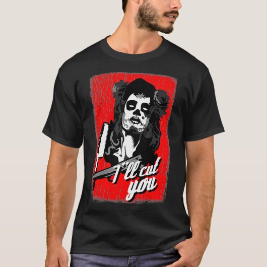 Friseur Barbering Razor Sugar Skull T-Shirt (Vorderseite)