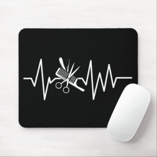 Friseur - Barbier Schere Kamm Herzschlag Maus Mousepad