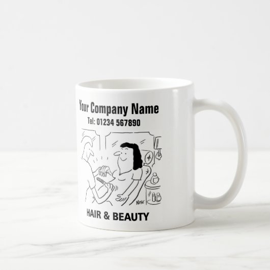 Friseur & Beauty Salon Cartoon Tasse (Rechts)
