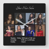 Friseur & Beauty Shop Quadratische Wanduhr (Vorderseite)