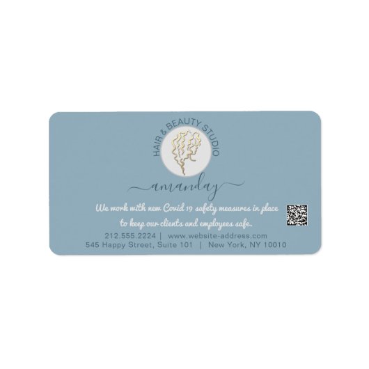 Friseur Beauty Studio Lash Gold Logo QR UAWG Adressaufkleber (Vorne)