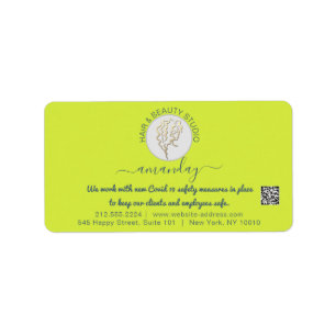 Friseur Beauty Studio Lash Gold Logo QR UAWG L Adressaufkleber