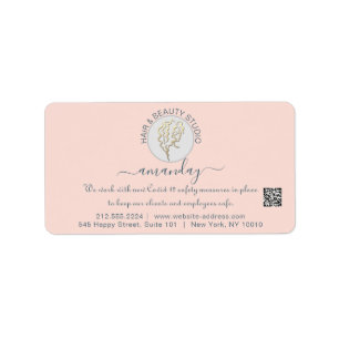 Friseur Beauty Studio Lash Rose Logo QR UAWG Adressaufkleber
