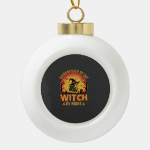 Friseur bei Tag, Hexe bei Nacht Halloween-Design Keramik Kugel-Ornament
