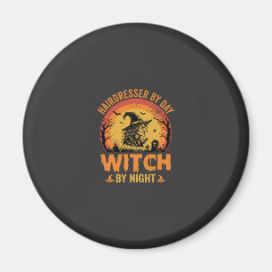Friseur bei Tag, Hexe bei Nacht, Halloween-Design Magnet