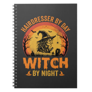 Friseur bei Tag, Hexe bei Nacht Halloween-Design Notizblock