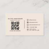 Friseur Beige Neutral QR Code Professional Visitenkarte (Rückseite)