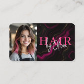 Friseur Black Pink Foto QR-Code  Visitenkarte (Vorderseite)